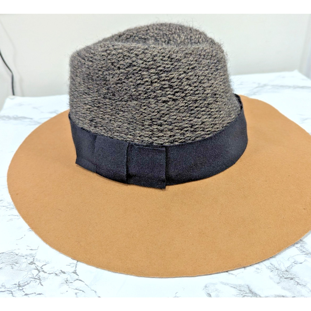 Bettina Anthropologie Wool‎ Woven Hat Variegated Tan/Brn/blk 22” Cir. Italy